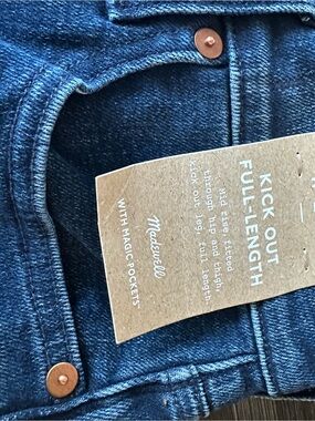 Madewell Dark Blue Denim Kick-Out Jeans with Copper Rivets